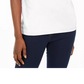 Camiseta feminina Karen Scott de algodão com decote em V e estampa recortada, branca, tamanho XXG