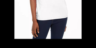 Camiseta feminina Karen Scott de algodão com decote em V e estampa recortada, branca, tamanho XXG