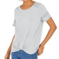 Top feminino com renda e detalhes estilo &amp; co, cinza, tamanho grande