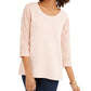 Blusa de algodão com mangas ilhós estilo &amp; co feminina rosa brilhante tamanho grande