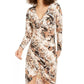 Vestido midi feminino estampado com bainha tulipa da INC International Concepts, marrom, tamanho XXG