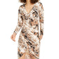 Vestido midi feminino estampado com bainha tulipa da INC International Concepts, marrom, tamanho extragrande