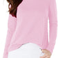Camiseta feminina estilo Slub de manga comprida, rosa, tamanho pequeno