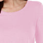 Camiseta feminina estilo Slub de manga comprida, rosa, tamanho pequeno
