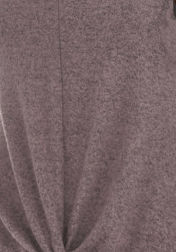 Suéter texturizado feminino Bcx com gola alta e torção frontal, cinza, tamanho médio