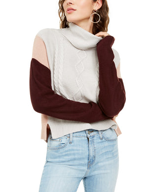 BCX Women's Juniors Colorblocked Knit Sweater White Size Medium