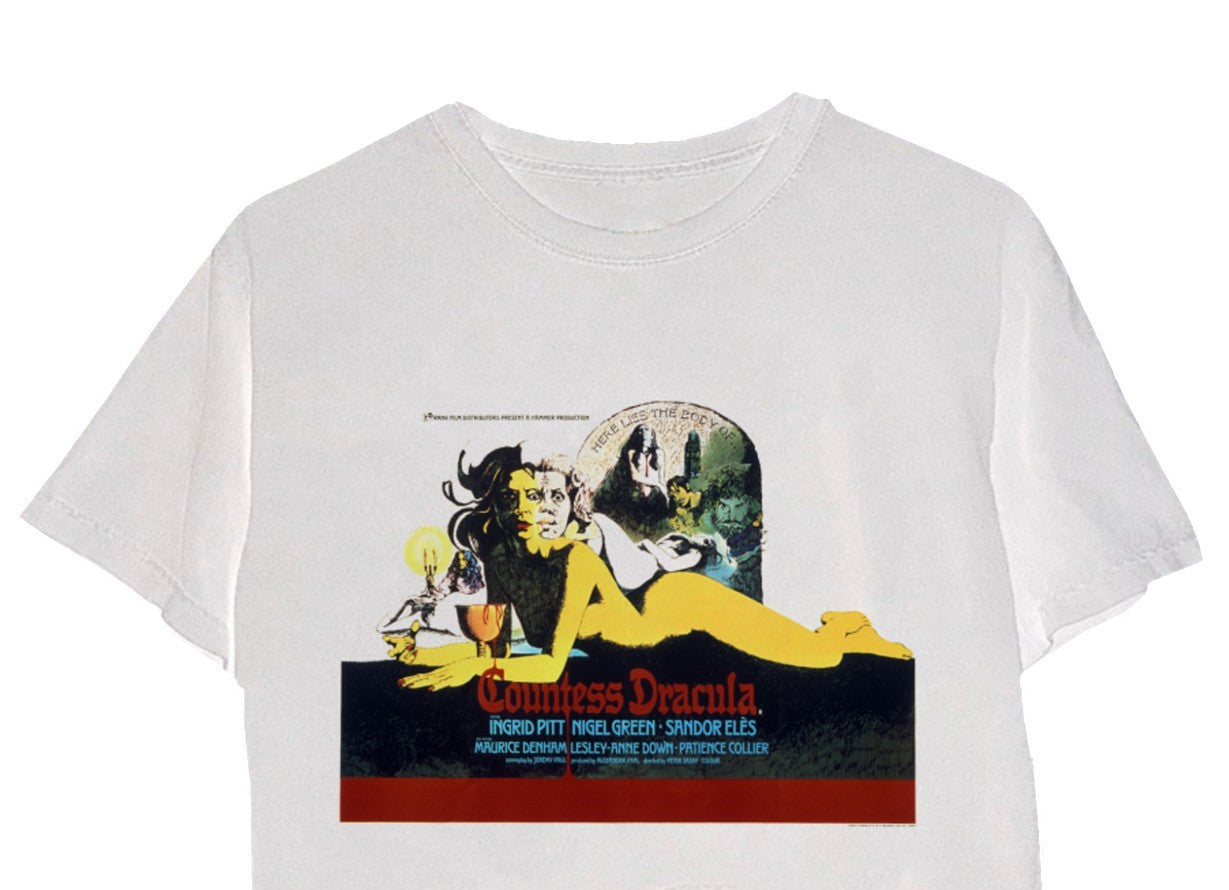 Camiseta masculina estampada Horror Of Dracula, branca, tamanho grande