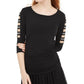 Blusa com acabamento em escada e strass BCX Juniors, preta, tamanho grande