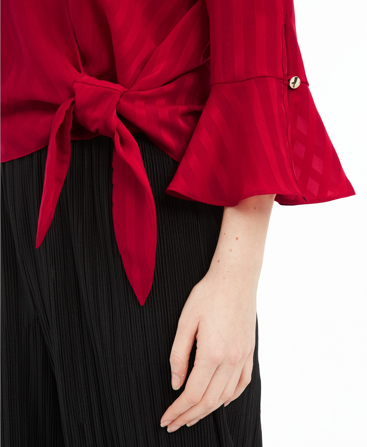 Blusa envolvente com manga sino BCX Juniors feminina, vermelha, tamanho pequeno