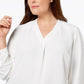 Top feminino Nine West com decote em V, branco, tamanho 1X
