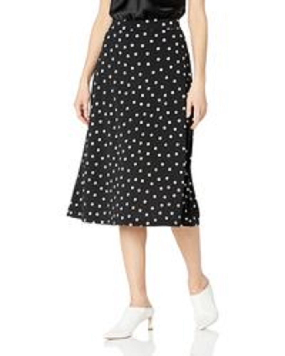 Saia midi evasê feminina Kasper, cor carvão, tamanho pequeno