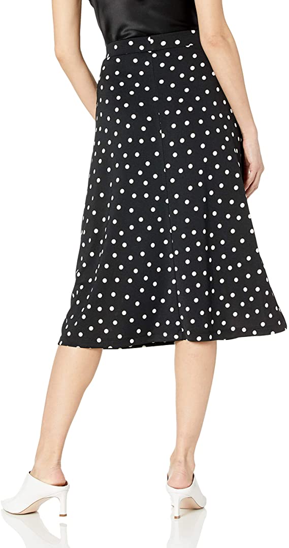 Saia midi evasê feminina Kasper, cor carvão, tamanho pequeno