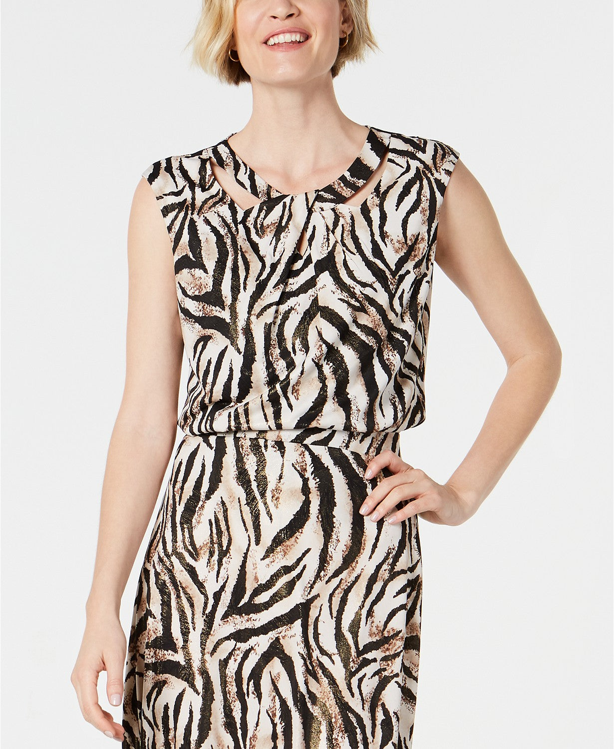 Top feminino Kasper com recorte cruzado marrom escuro tamanho extra grande