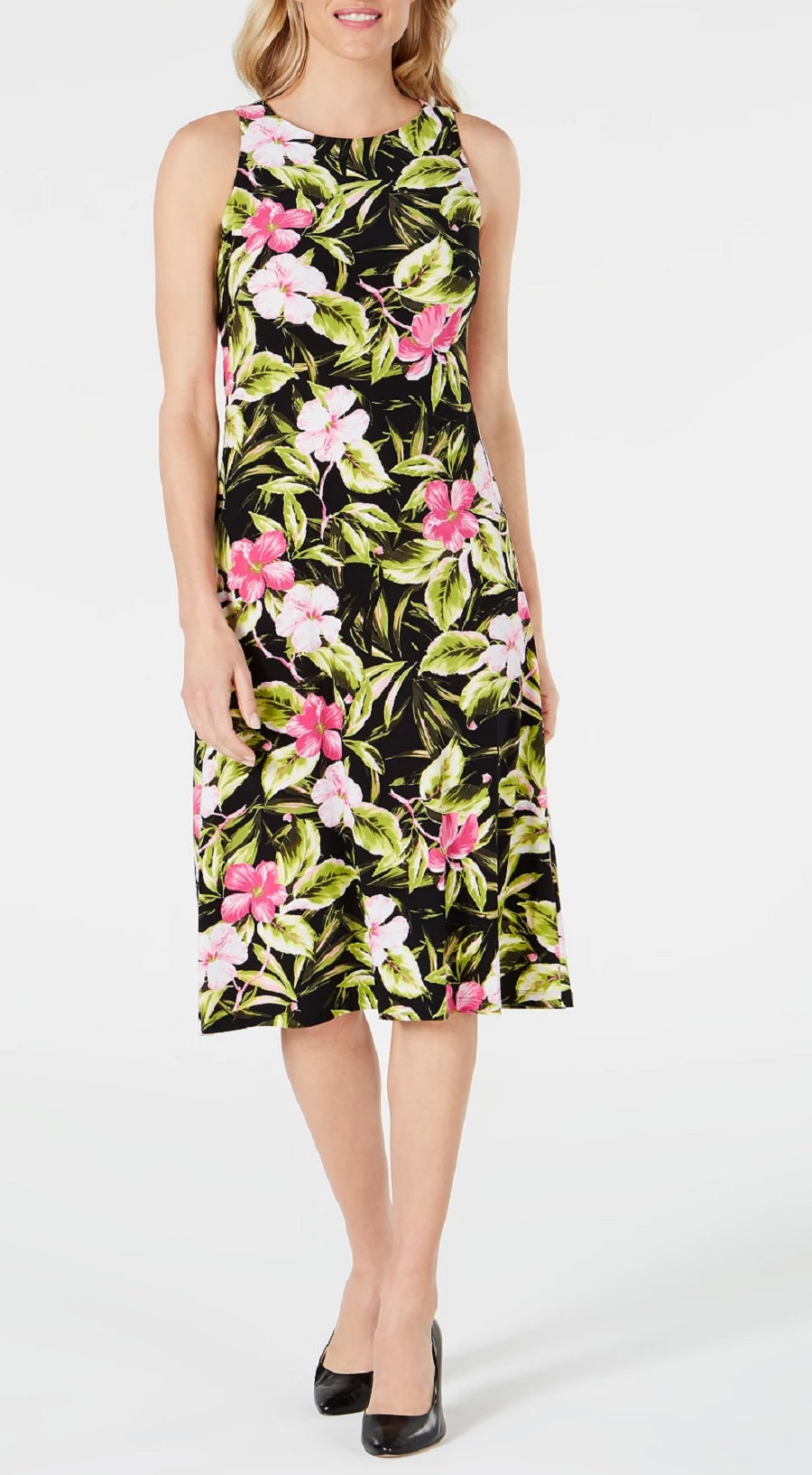 Vestido Kasper Hibiscus Feminino Rosa Brilhante Tamanho P