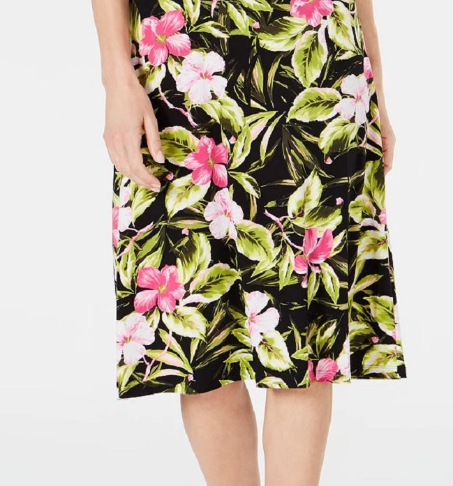 Vestido Kasper Hibiscus Feminino Rosa Brilhante Tamanho P