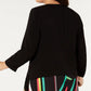 Jaqueta feminina Bar III Trendy Plus Size com frente aberta, preta, tamanho 1X