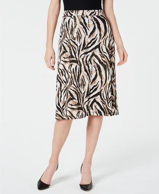 Kasper Women's Animal-Print A-Line Skirt Brown Size X-Small