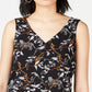 Blusa feminina Bar III estampada sem mangas com decote em V, preta, tamanho extra pequeno