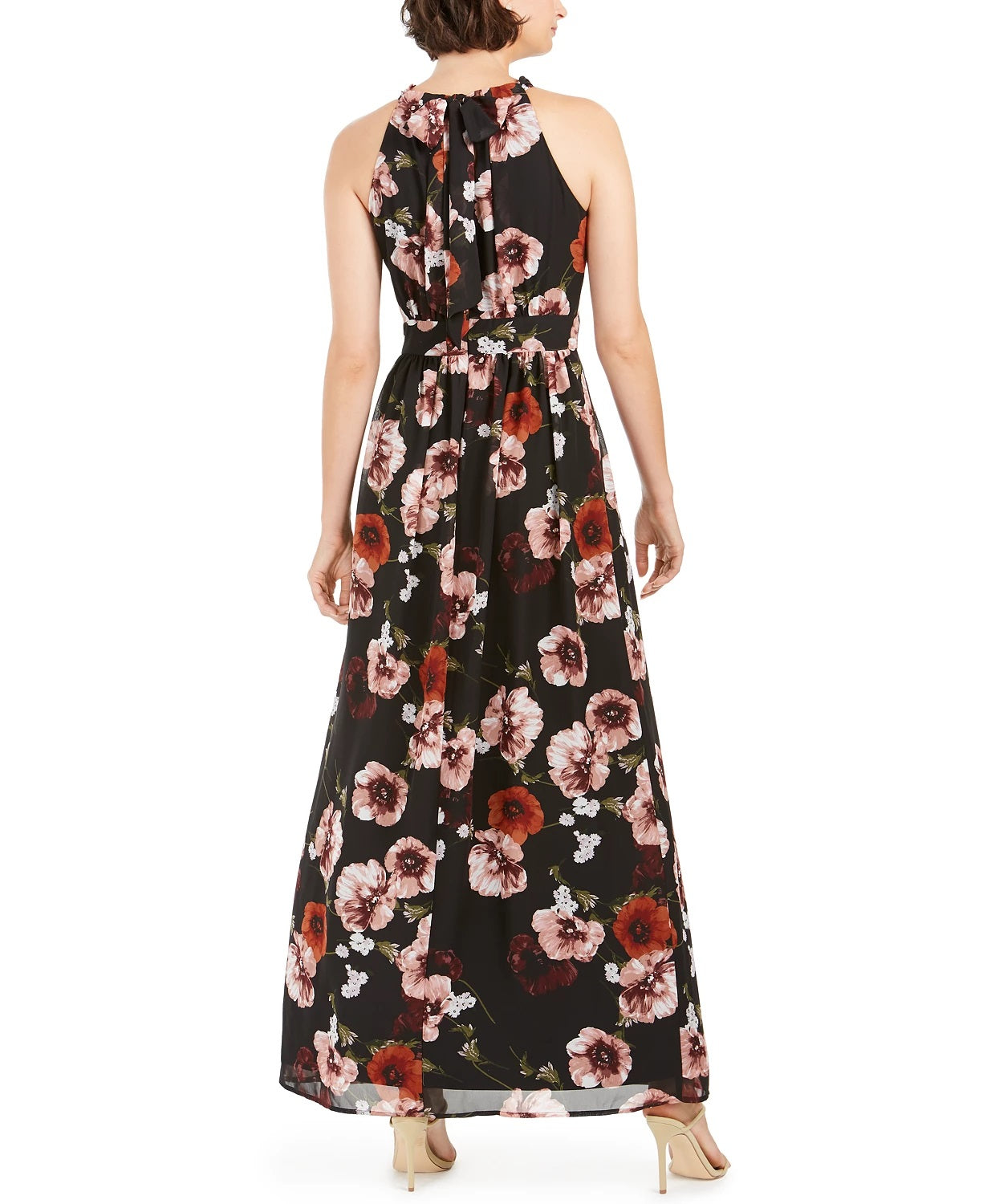 Vestido longo feminino com estampa floral e alças finas, preto, tamanho 16, da INC International Concepts