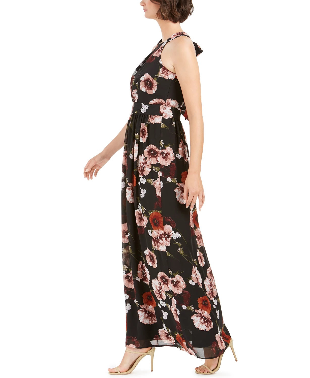 Vestido longo feminino com estampa floral e alças finas, preto, tamanho 16, da INC International Concepts