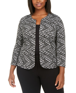 Anne Klein Women's Plus Size Textured Jacket Med Gray Size 0X