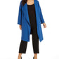 Cardigan feminino plus size Nine West com frente aberta e elástico nas costas, azul médio, tamanho 2X