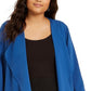Cardigan feminino plus size Nine West com frente aberta e elástico nas costas, azul médio, tamanho 2X