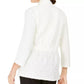Jaqueta feminina Kasper Petite Textured com lantejoulas, branca, tamanho pequeno