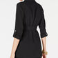 Blazer feminino Bar III com gola xale e cinto, preto, tamanho grande