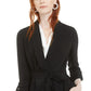 Blazer feminino Bar III com gola xale e cinto, preto, tamanho grande