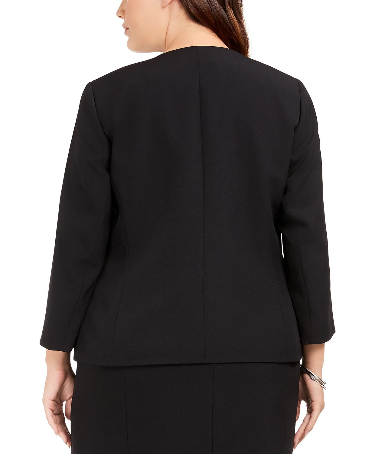 Terno feminino Kasper para usar no trabalho, jaqueta preta, tamanho pequeno e pequeno