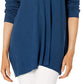 Suéter feminino Anne Klein com decote em V canelado, azul escuro, tamanho 2, extra grande