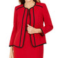 Blazer feminino Kasper Petite Piping-Trim sem gola, vermelho, tamanho 12 P