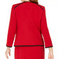 Blazer feminino Kasper Petite Piping-Trim sem gola, vermelho, tamanho 12 P