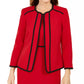 Blazer feminino Kasper Petite Piping-Trim sem gola, vermelho, tamanho 12 P