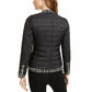 Casaco acolchoado preto feminino Anne Klein, tamanho médio