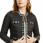 Casaco acolchoado preto feminino Anne Klein, tamanho médio