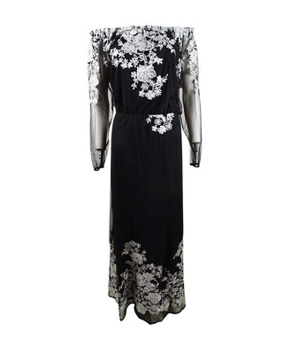 Vestido longo feminino ombro a ombro da INC International Concepts, preto, tamanho 16