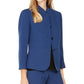 Blazer feminino Anne Klein com gola alta, azul, tamanho 6