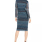Vestido midi feminino INC International Concepts com franzido lateral, azul-turquesa, tamanho 8