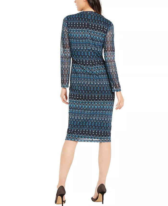 Vestido midi feminino INC International Concepts com franzido lateral, azul-turquesa, tamanho 8