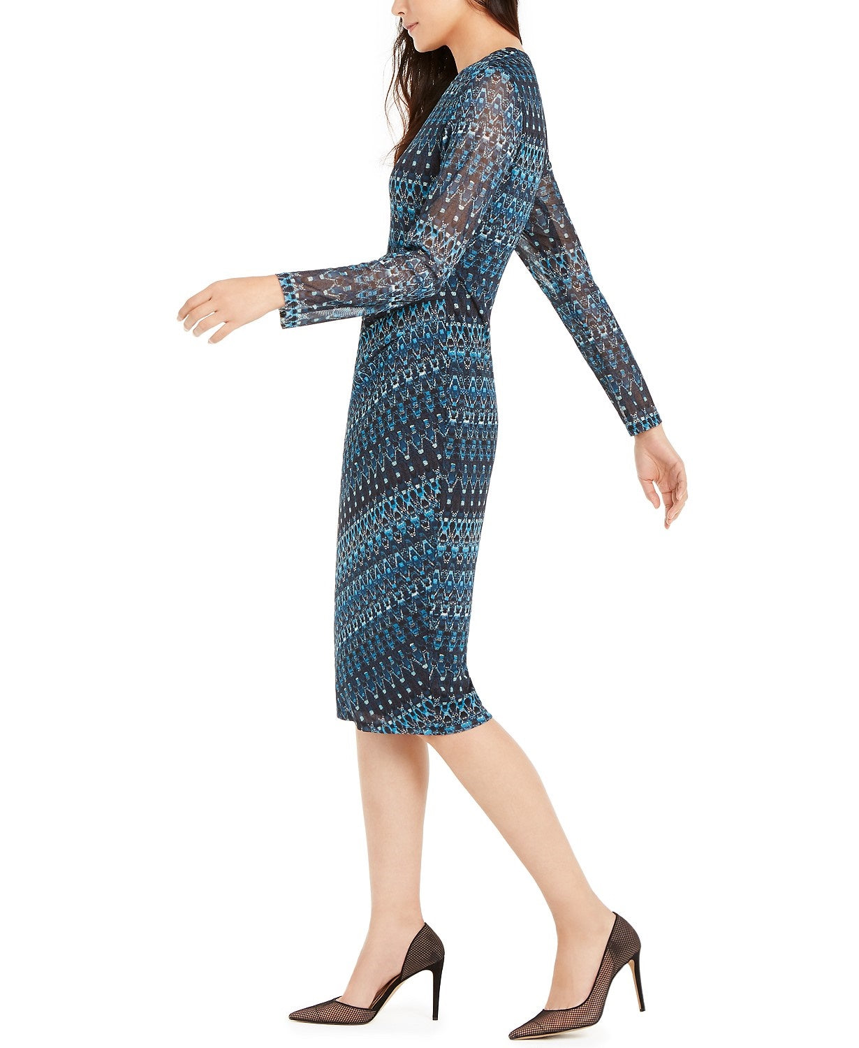 Vestido midi feminino INC International Concepts com franzido lateral, azul-turquesa, tamanho 8
