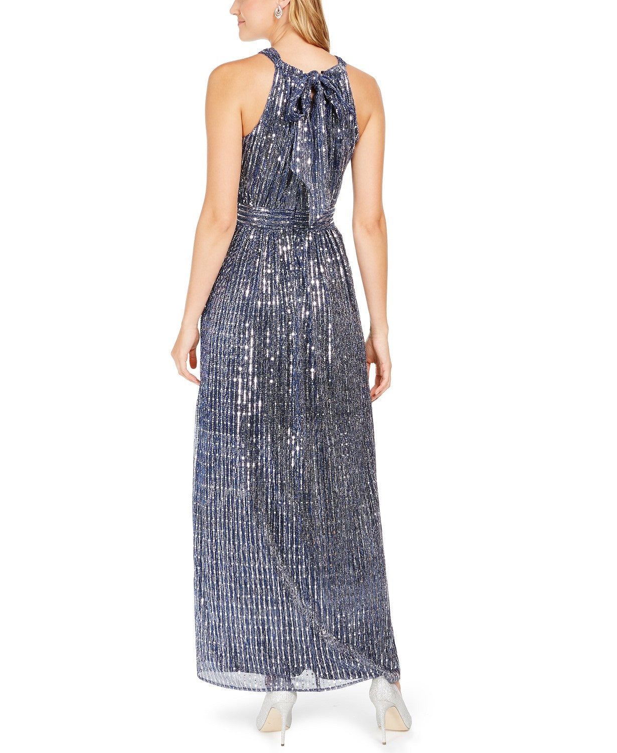 Vestido Halter Brilhante Feminino INC International Concepts, Azul Marinho, Tamanho 14