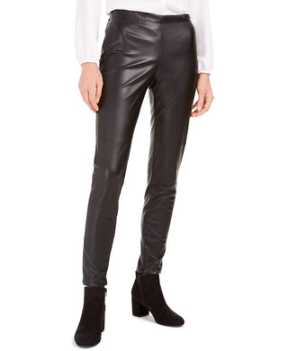 Bar III Women's Faux-Leather Skinny Pants Black Size Small