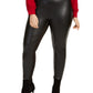 Calça skinny de couro sintético Bar III feminina, tamanho grande, plus size, preta, tamanho 3, extra grande