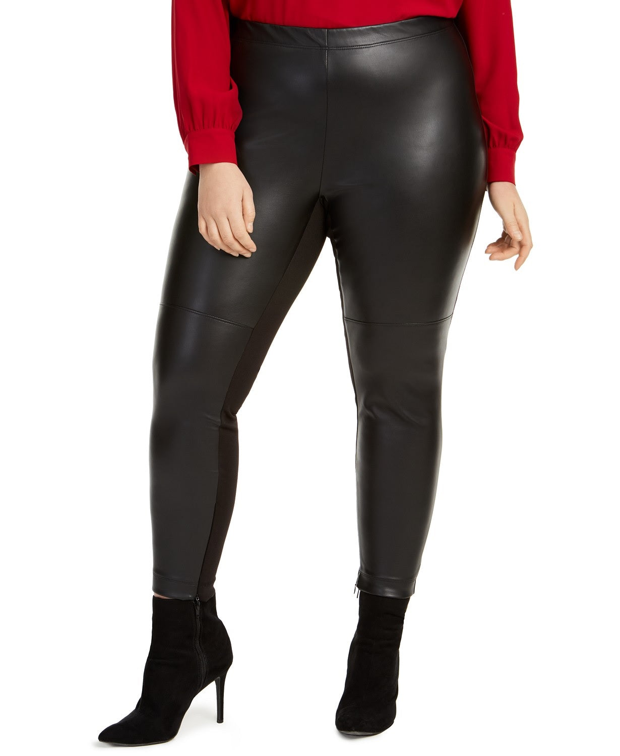 Calça skinny de couro sintético Bar III feminina, tamanho grande, plus size, preta, tamanho 3, extra grande