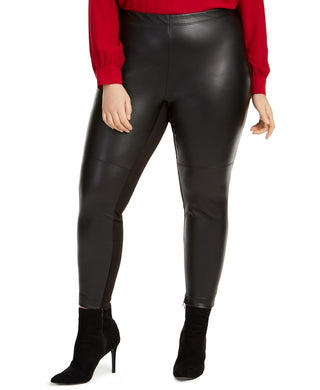 Bar III Women's Trendy Trendy Plus Size Faux-Leather Skinny Pants Black Size 3 Extra Large