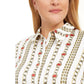 Camisa feminina Kasper plus size de cetim com elos de corrente e botões, branca, tamanho 24W