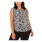 Blusa feminina Kasper sem mangas estampada para usar no trabalho, preta, tamanho médio