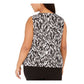 Blusa feminina Kasper sem mangas estampada para usar no trabalho, preta, tamanho médio